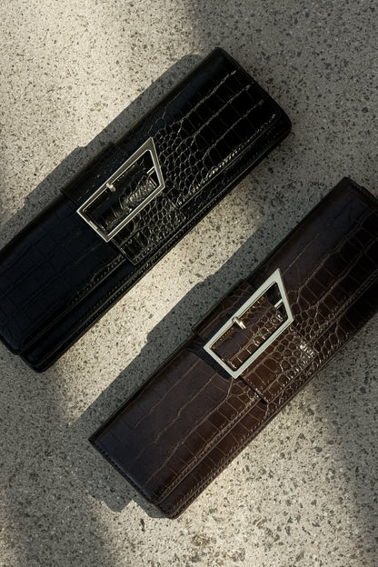 Jessica, sac à main effet cuir de crocodile - Bourgogne