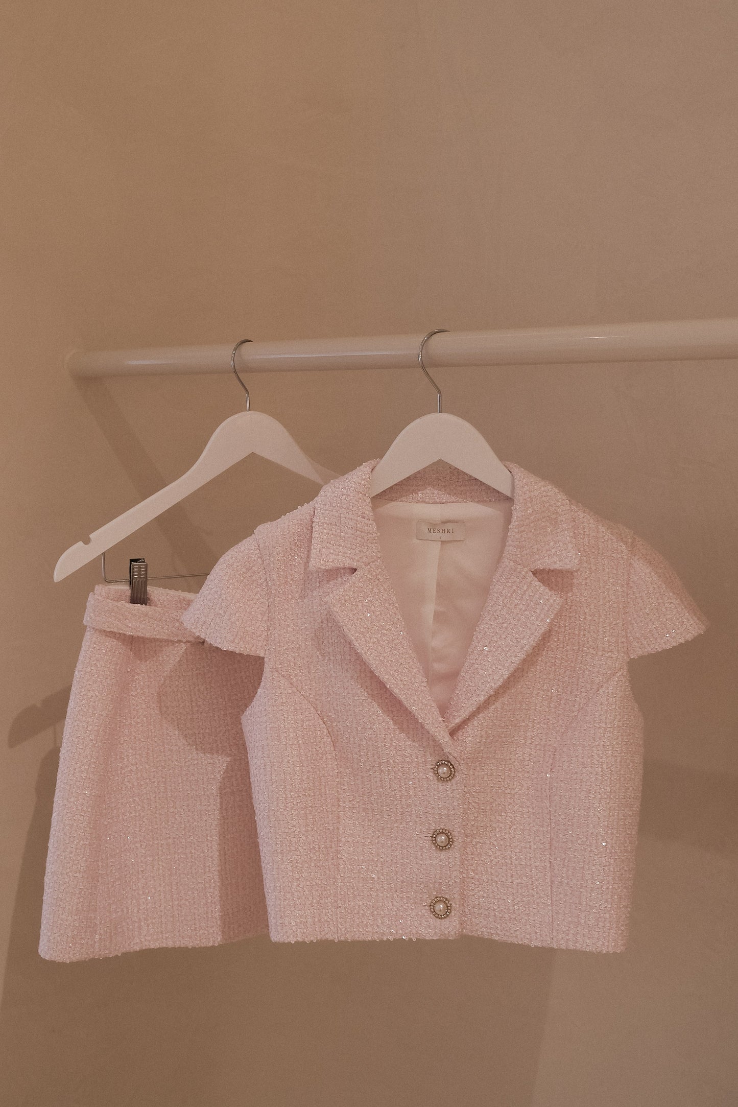 Top en tweed Mercer - Rose coton-fée