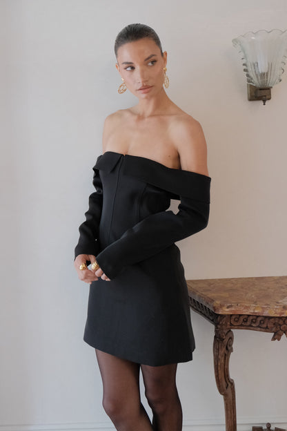 Robe mini Hugo à manches courtes et épaules dénudées - Noir