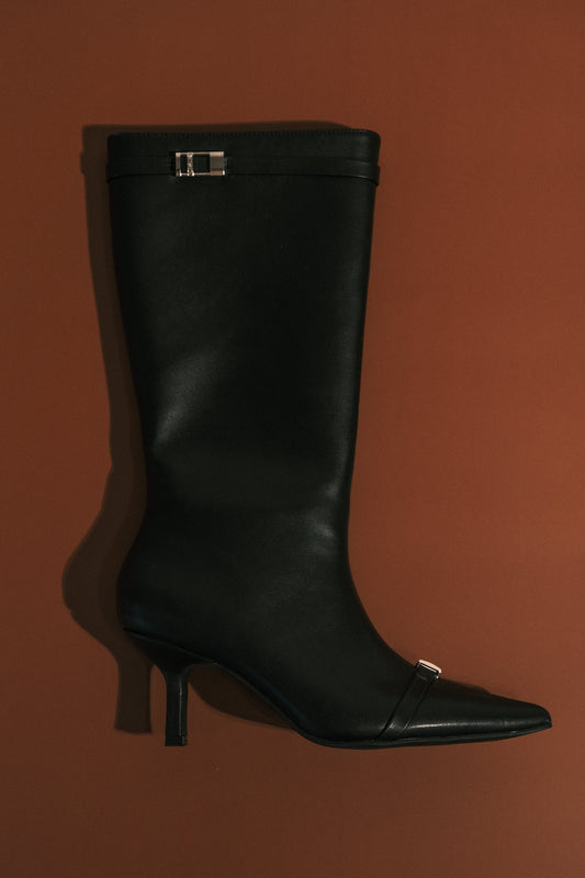 Botte à boucle en simili cuir Astra - Noir