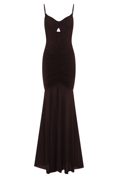 Robe Maxi Slinky et en Maille Delaney - Chocolat