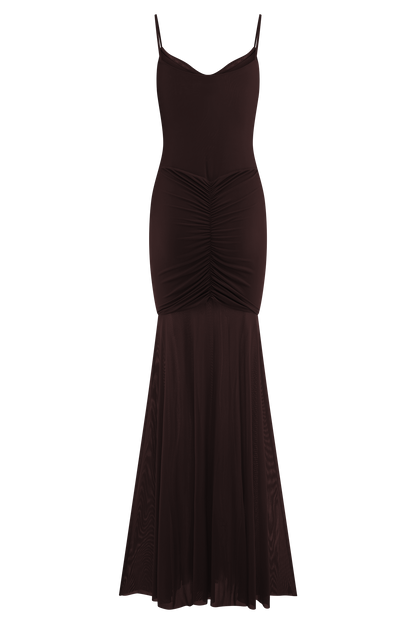 Robe Maxi Slinky et en Maille Delaney - Chocolat