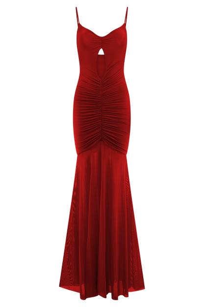 Robe Maxi Étroite et en Maille Delaney - Rouge