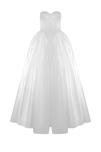 Robe Maxi Satin Sans Bretelles Delphine - Blanche