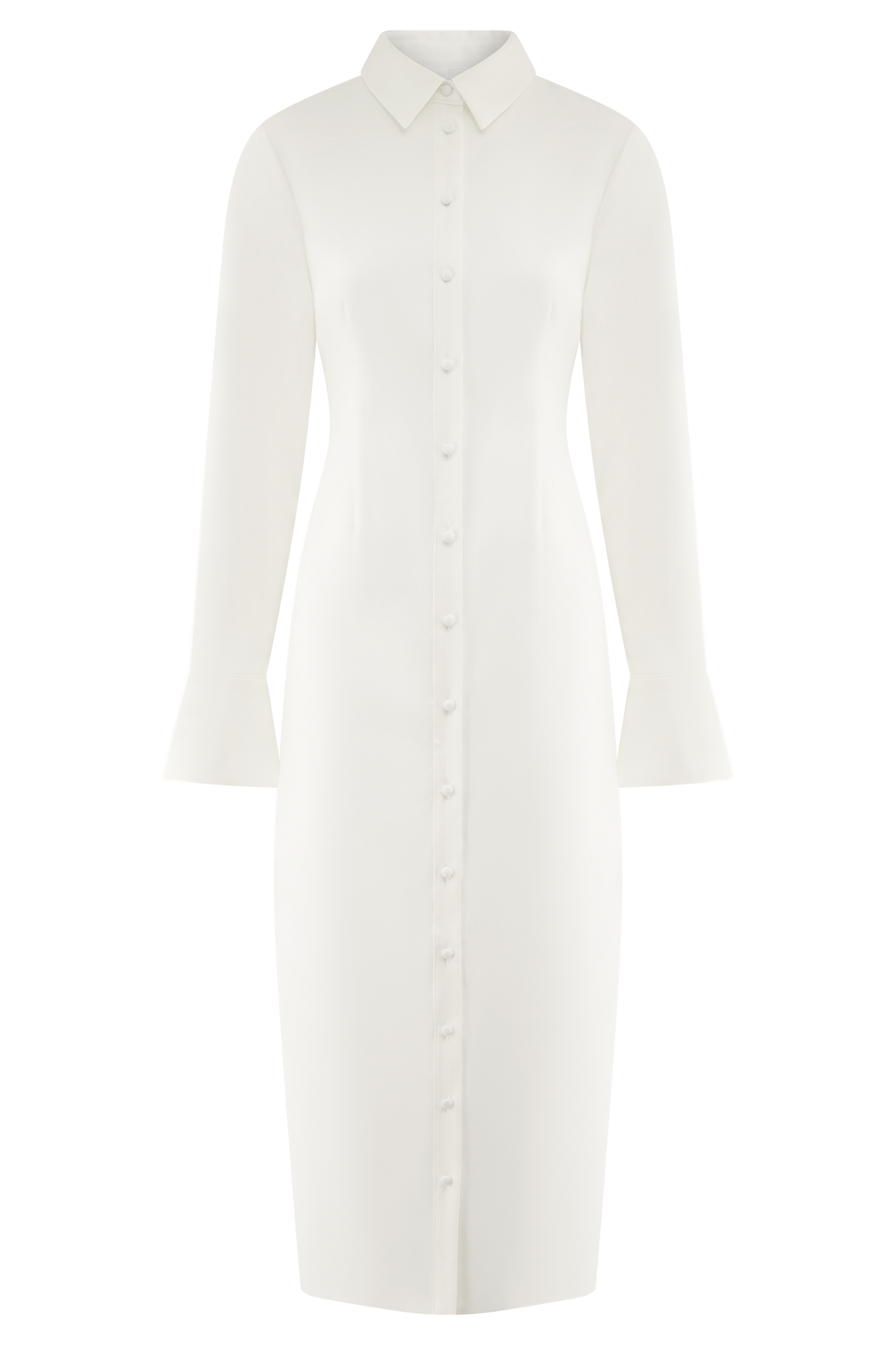 Robe midi Dorian à manches courtes et taille ajustée - Blanc