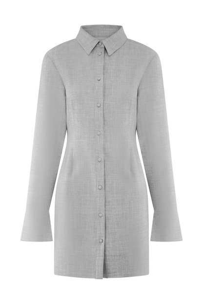 Mini-robe chemise ajustée Dorian - Gris anthracite chiné