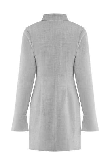 Mini-robe chemise ajustée Dorian - Gris anthracite chiné