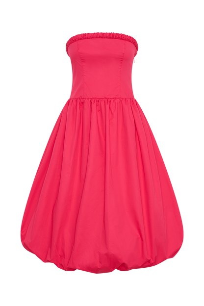 Robe midi à manches bouffantes Dulce - Framboise