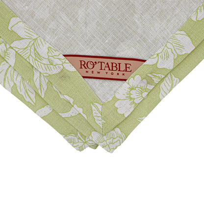 Nappe en lin Eden Flora Parlour en vert et blanc