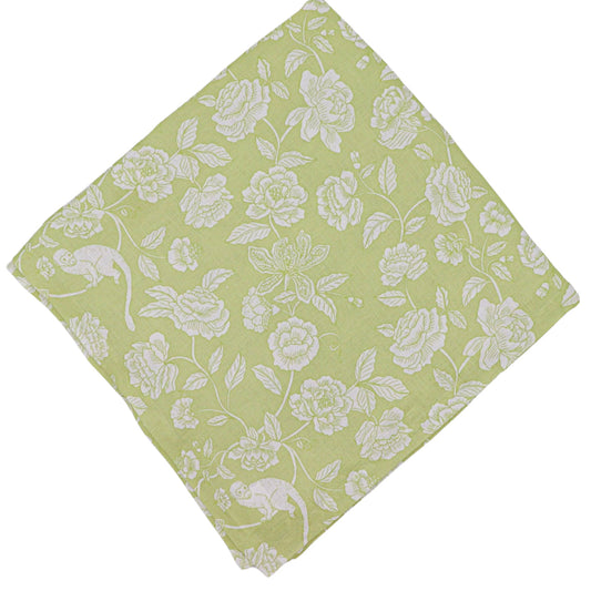 Nappe en lin Eden Flora Parlour en vert et blanc