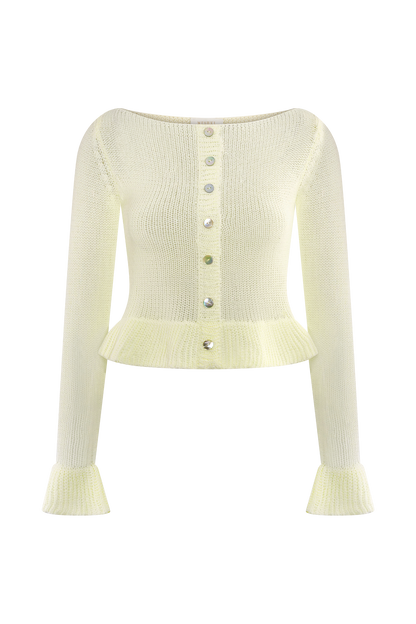 Cardigan à volants en tricot Eleanor - Blanc