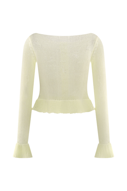 Cardigan à volants en tricot Eleanor - Blanc