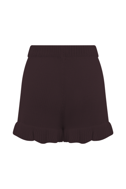 Shorts à volants en tricot Eleanor - Chocolat