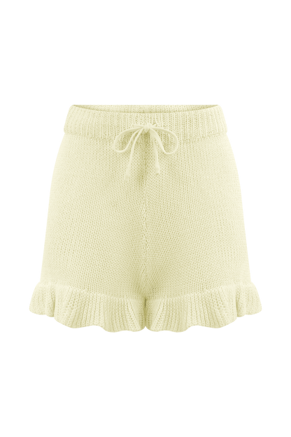 Shorts en tricot à volants Eleanor - Blanc