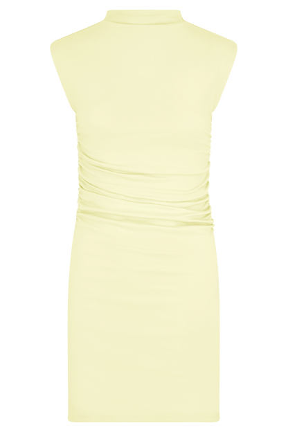 Robe mini sans manches à col montant Elliot - Jaune pâle