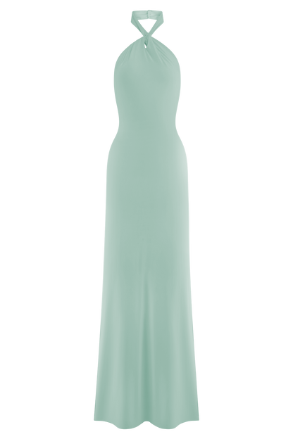 Robe Maxi Halter Élyna à Volants - Lagoon