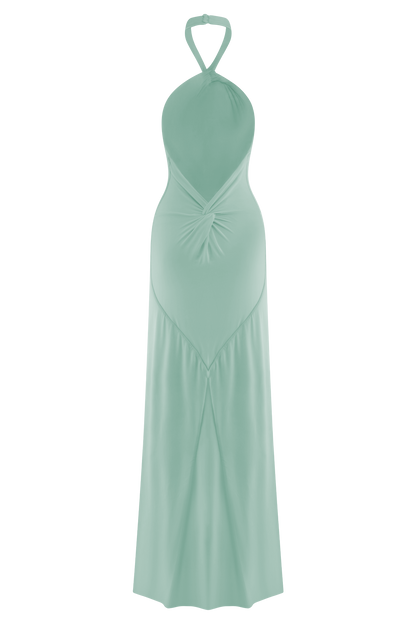 Robe Maxi Halter Élyna à Volants - Lagoon