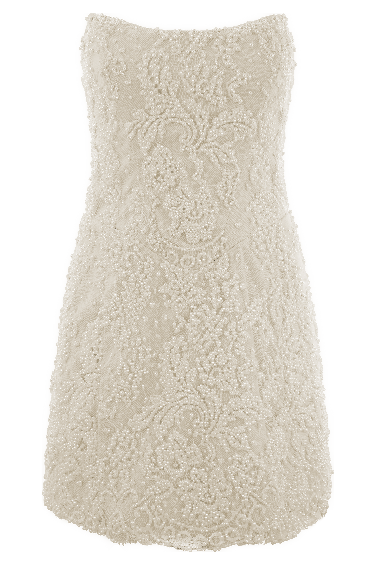 Mini-robe Eva en dentelle et perles perlées à la main - Blanc