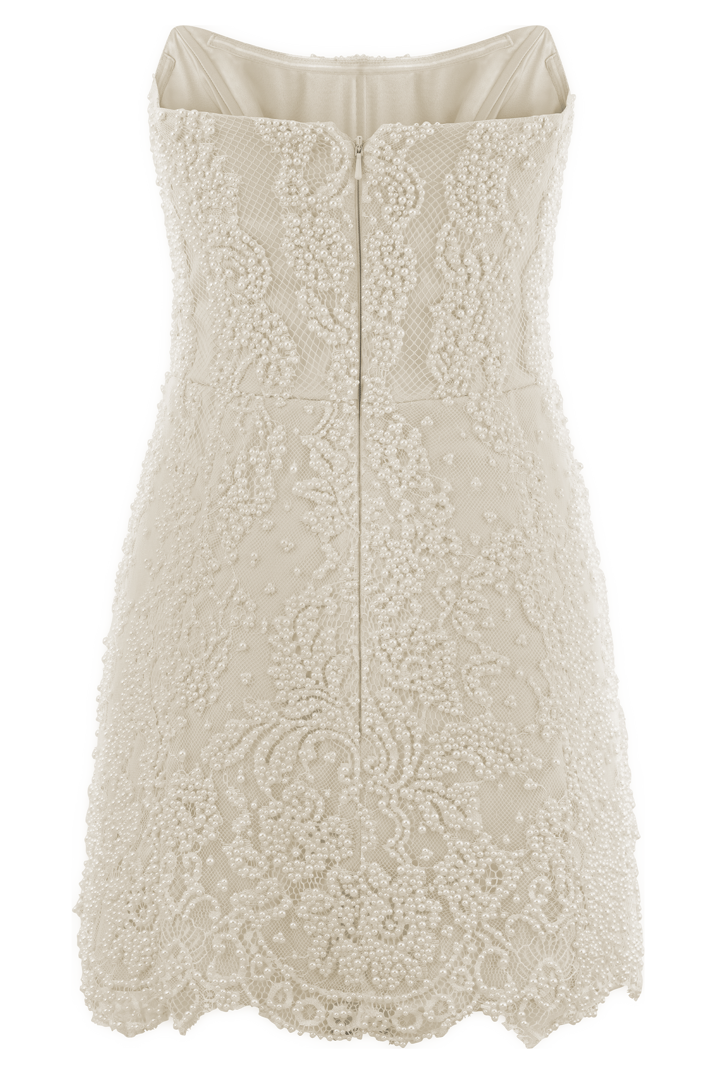 Mini-robe Eva en dentelle et perles perlées à la main - Blanc
