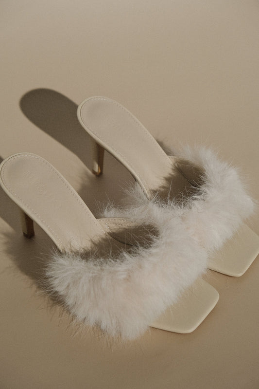 Talons en fausse fourrure Torrance - Ivoire