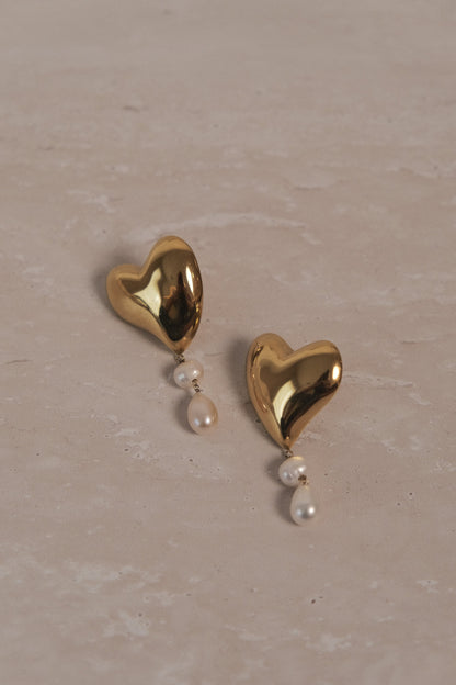 Boucles d'oreilles perles en forme de cœur Kiara - Or