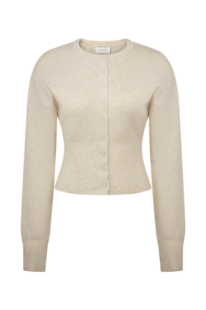 Cardigan en tricot à boutons Ferne - Gris avoine chiné