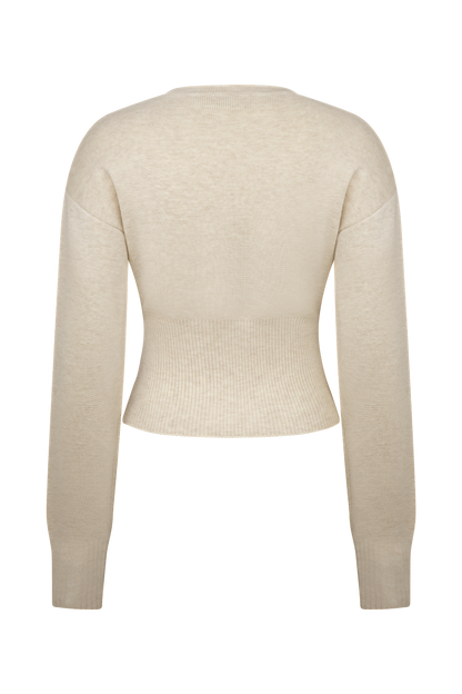 Cardigan en tricot à boutons Ferne - Gris avoine chiné