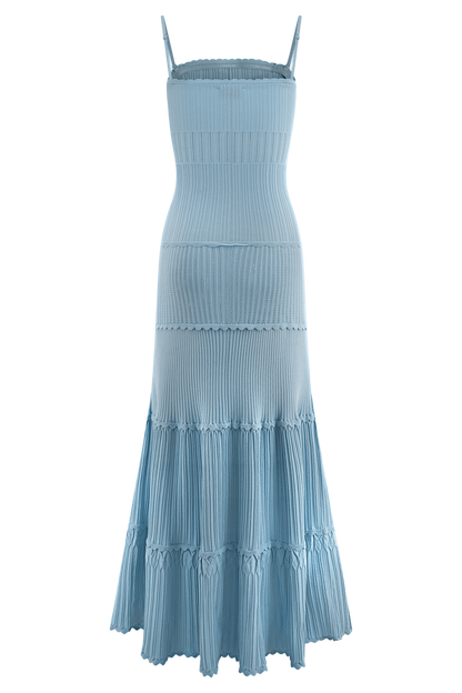 Robe Maxi en Tricot Pointelle Finley - Bleu Bleuâtre
