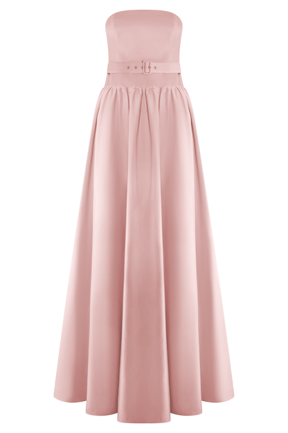Florence Strapless Belted Maxi Dress - Baby Pink