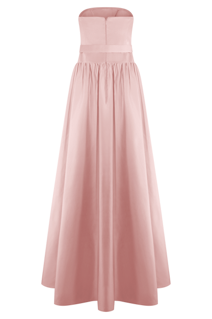Florence Strapless Belted Maxi Dress - Baby Pink