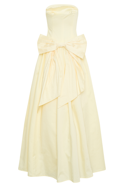 Frances Strapless Bow Maxi Dress - Lemon