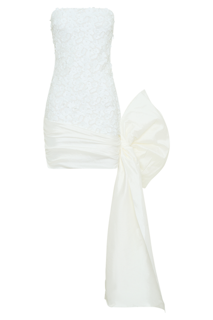 Franka Strapless Bow Mini Dress - White