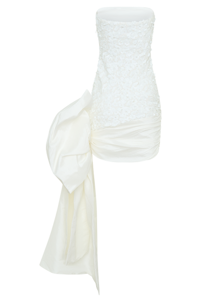 Franka Strapless Bow Mini Dress - White