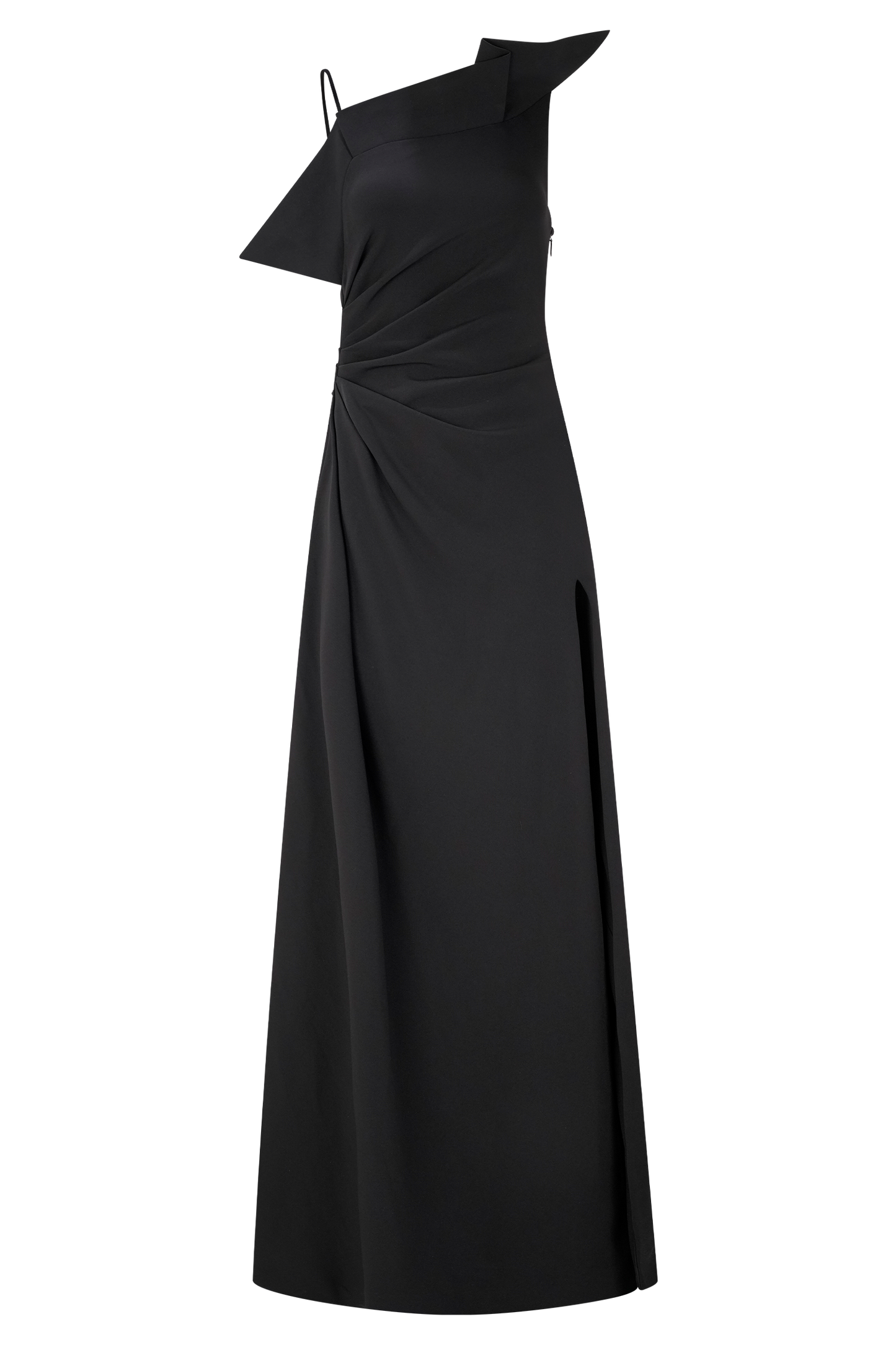 Adalyn Robe Maxi en Crêpe à Une Épaule - Noir