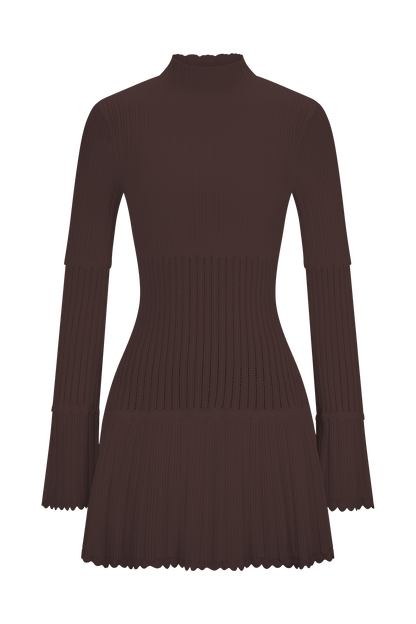 Mini-robe en tricot côtelé Adena - Chocolat