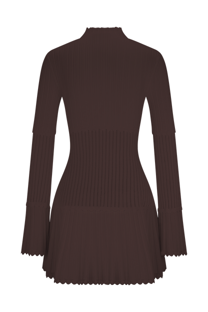 Mini-robe en tricot côtelé Adena - Chocolat