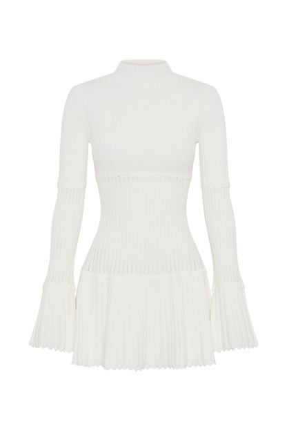 Robe mini en jersey côtelé Adena - Ivoire