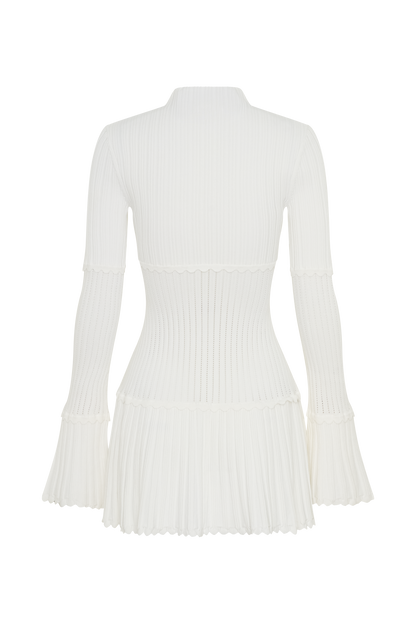 Robe mini en jersey côtelé Adena - Ivoire