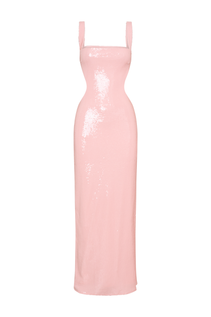 Adoria Robe Maxi Découpe à Paillettes - Rose Pâle