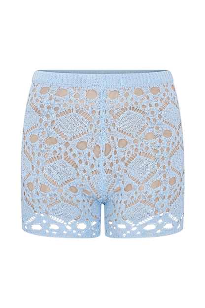 Shorts en Tricot Croisé Aeline - Bleu Ciel