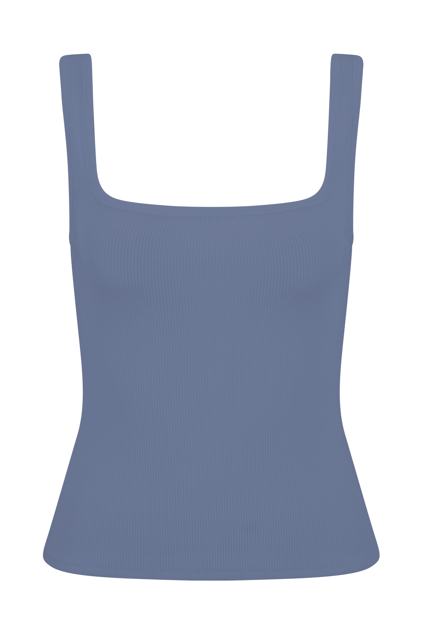 Haut sans manches à col carré et côtelé Aisling - Bleu bleuet