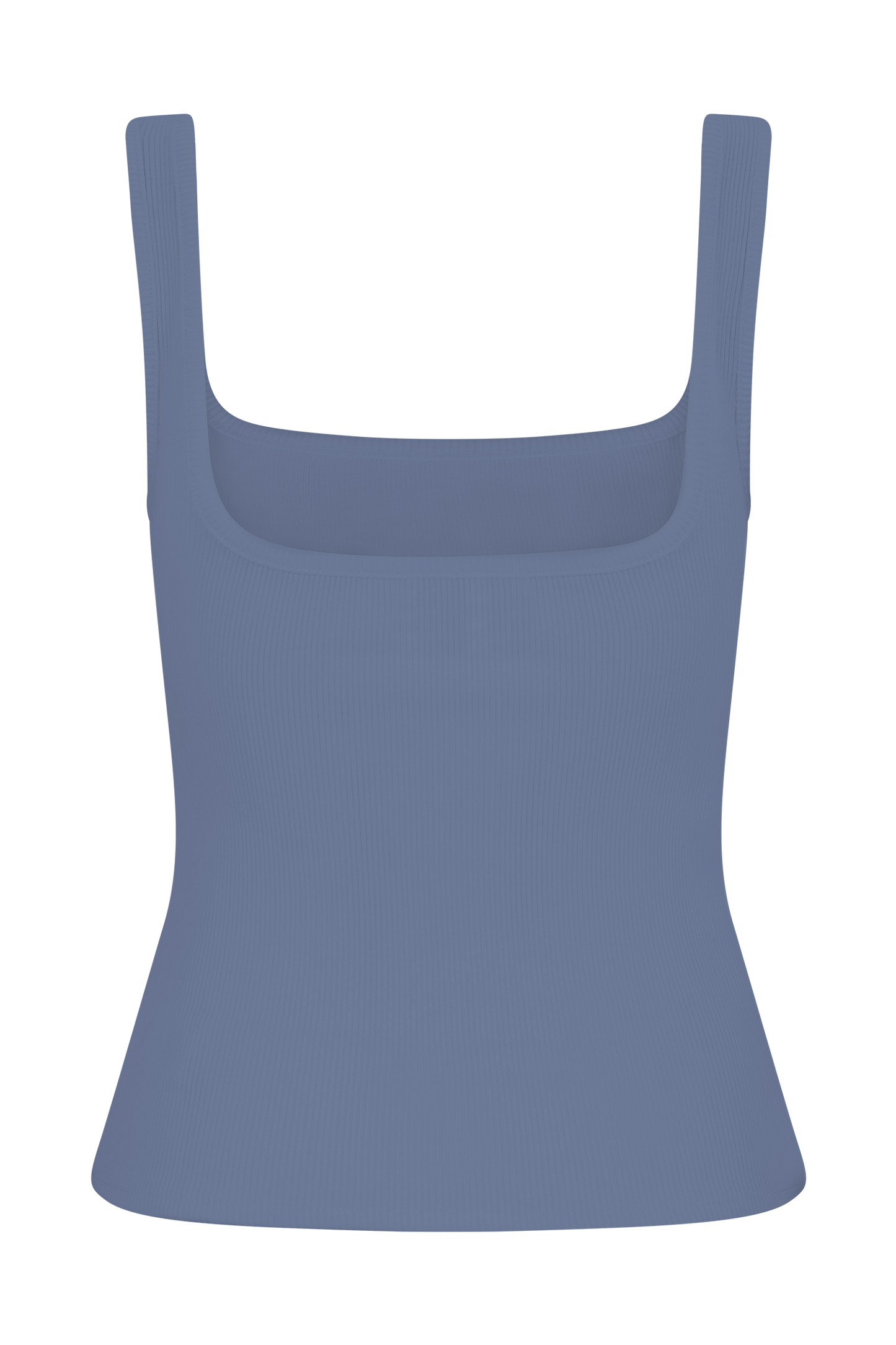 Haut sans manches à col carré et côtelé Aisling - Bleu bleuet