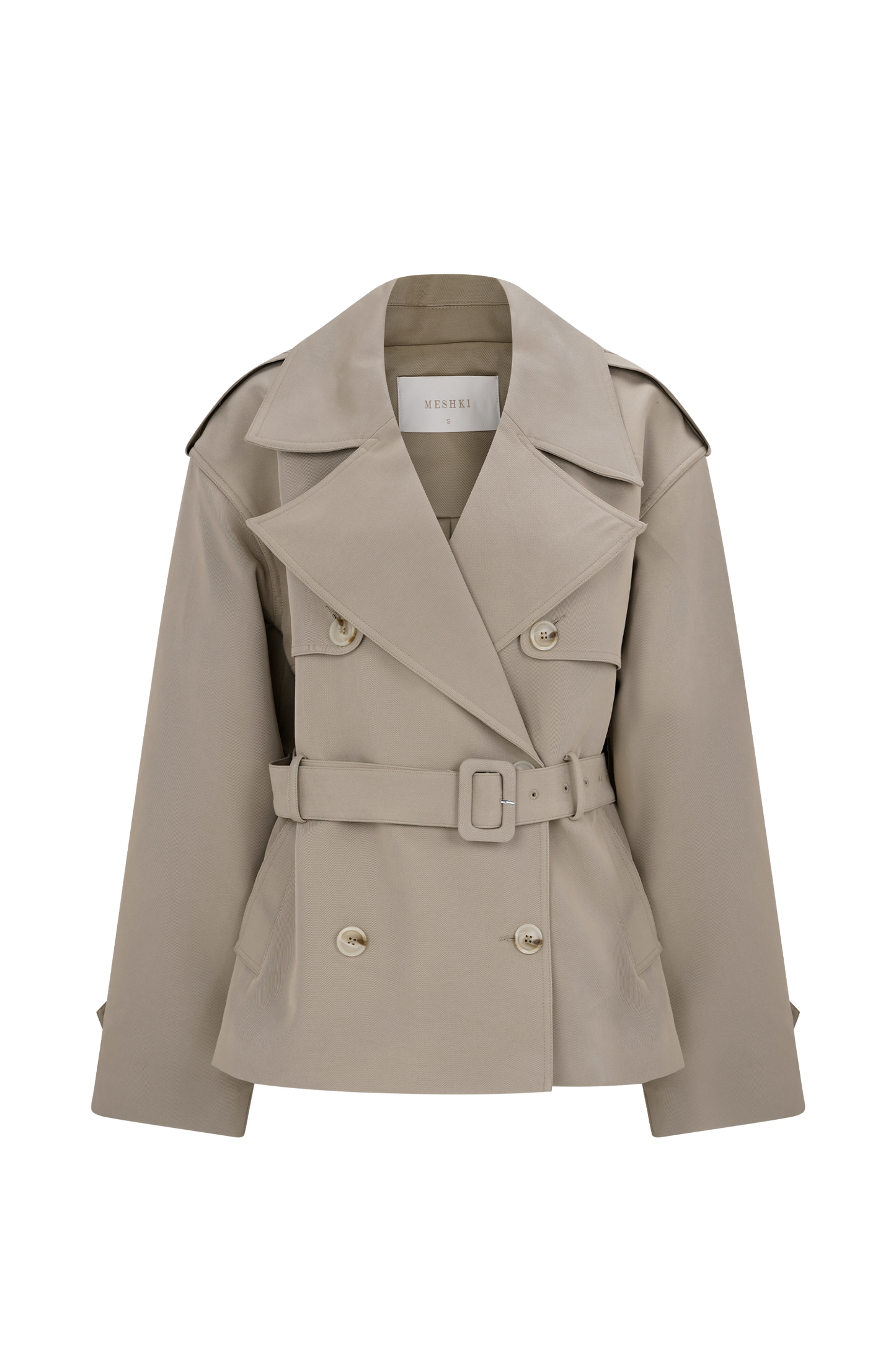 Veste trench courte Alden - Gris perle