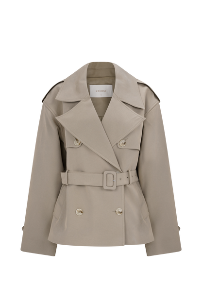 Veste trench courte Alden - Gris perle