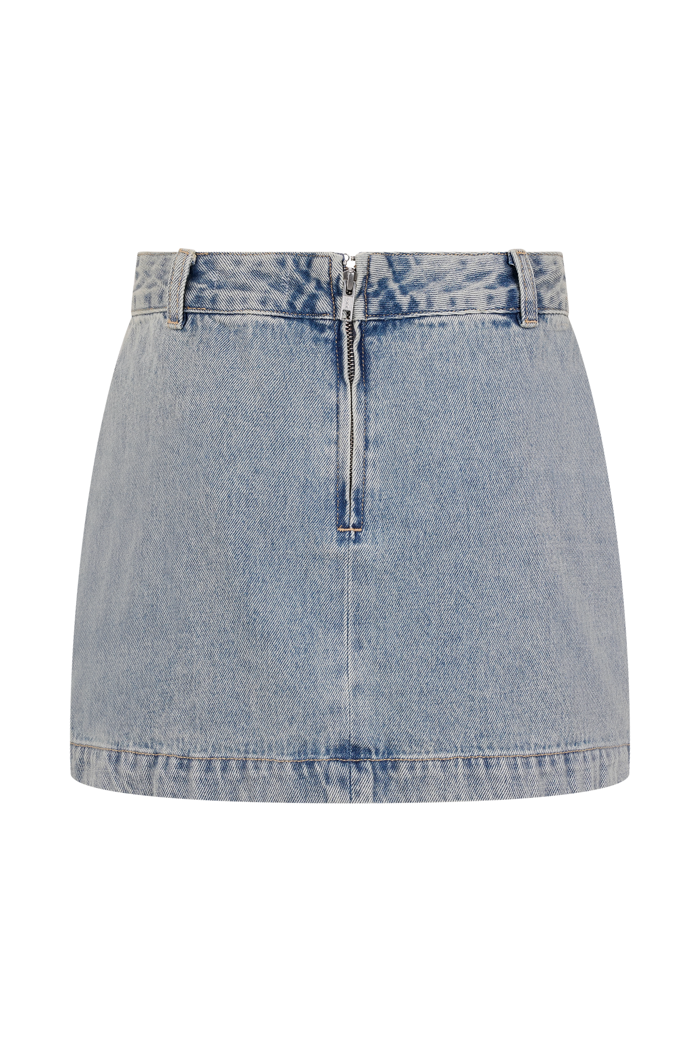 Jupe mini en jean brodée Alessia - Vintage clair