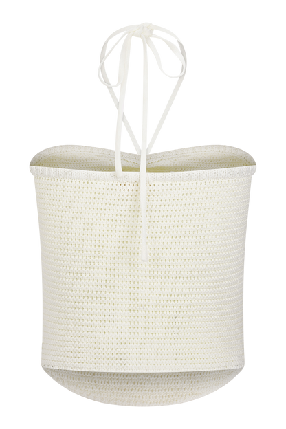 Halter en tricot perlé Aletta - Ivoire