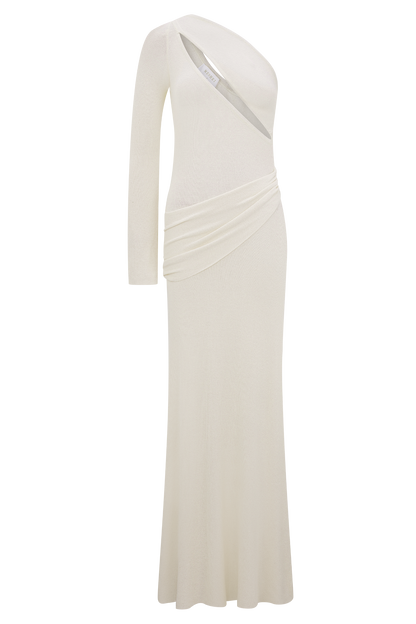 Robe Maxi Tricotée à Une Épaule Alexius - Ivoire