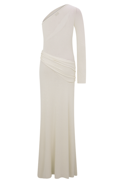 Robe Maxi Tricotée à Une Épaule Alexius - Ivoire