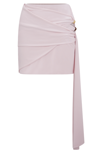 Jupe mini perlée et fluide Alicent - Rose pâle