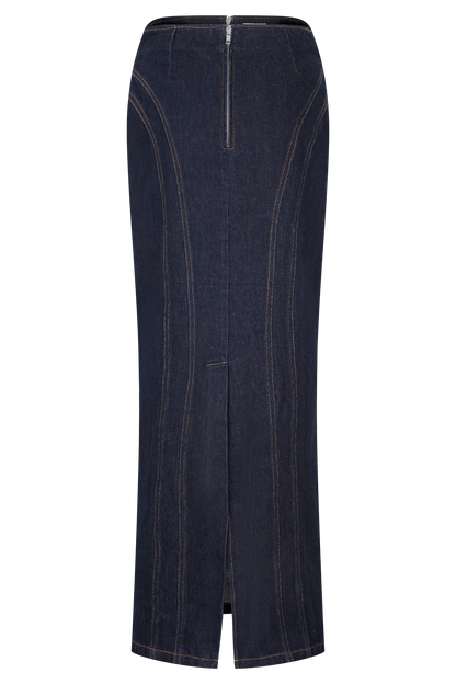 Jupe Maxi en Denim Alma - Bleu Indigo